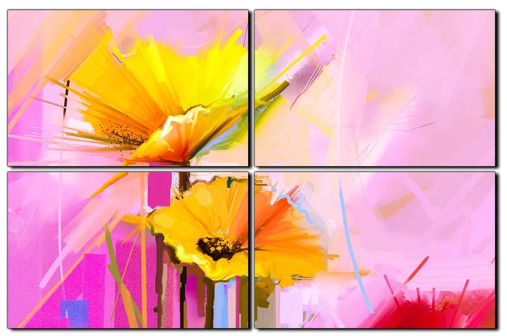 Obraz na plátne - Abstraktná maľba, jarné kvety reprodukcia 1269E (150x100 cm)