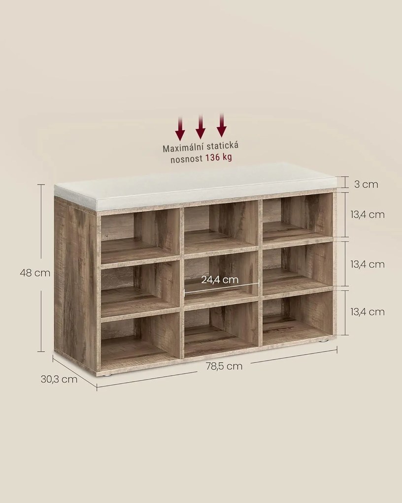 Botník Vasagle Endersen 78,5 cm camel hnědý/krémový