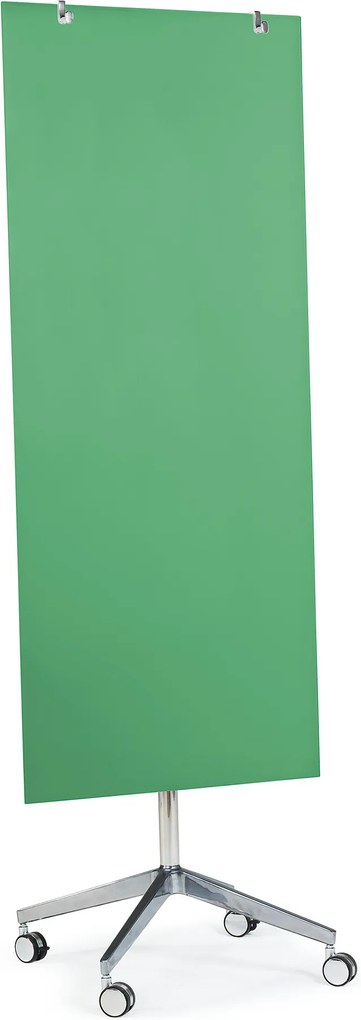 Mobilná sklenená magnetická tabuľa Stella, 650x1575 mm, zelená