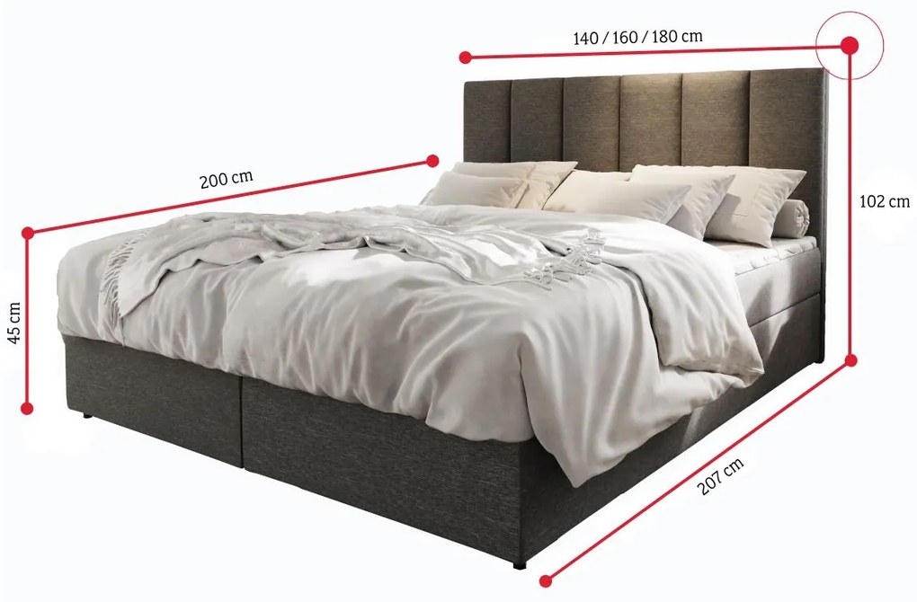 Čalúnená posteľ boxspring KARDI - cosmic 10 / 140x200 / bez vrchného matraca