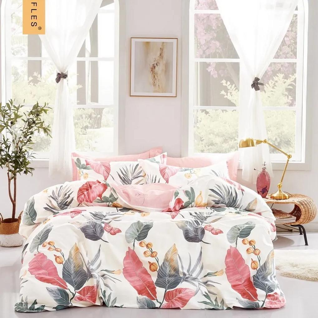 DomTextilu Krásne moderné rúžové obojstranné posteľné obliečky s prírodným motívom 3 časti: 1ks 160 cmx200 + 2ks 70 cmx80 Ružová 38533-181223