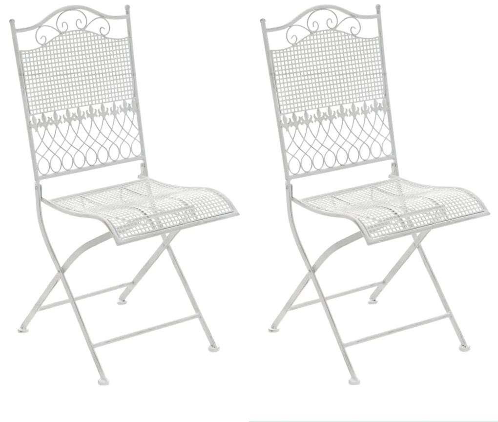 Kovová skladacia stolička Kiran (SET 2 ks) - Biela antik