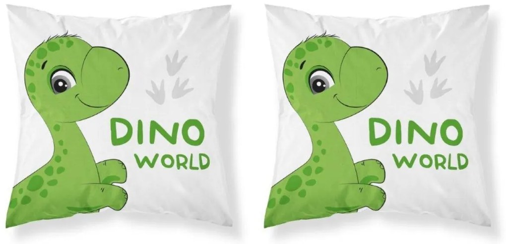 Návlek bavlnený pre deti, Dino world, zelený, 40 x 40 cm