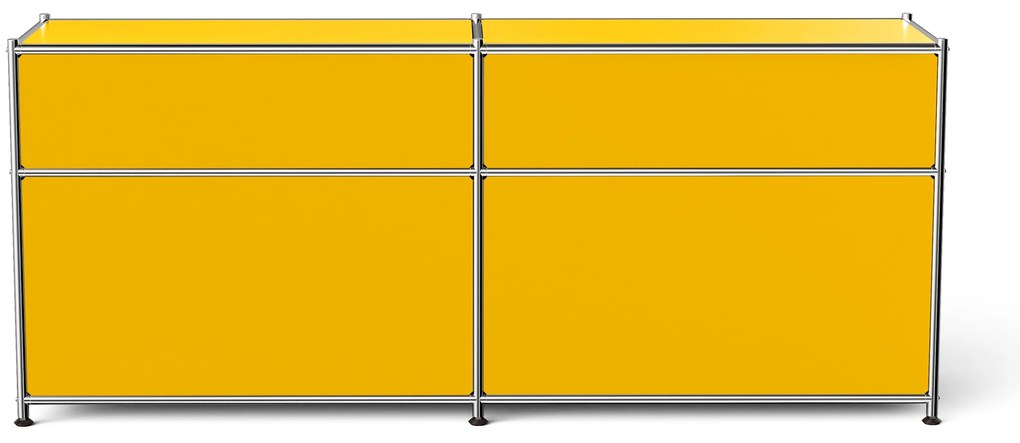 Kovová odkladacia skrinka »CN3« s výklopnými priečinkami a zásuvkami, žltá