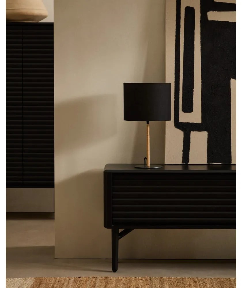 Čierna stolová lampa s textilným tienidlom (výška 45 cm) Pina – Kave Home