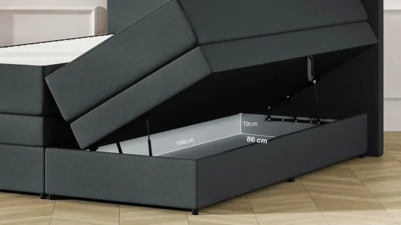 Kontinentálna posteľ Emma Premium boxspring 200x180 (typ I), tm. sivá (sawana 21)