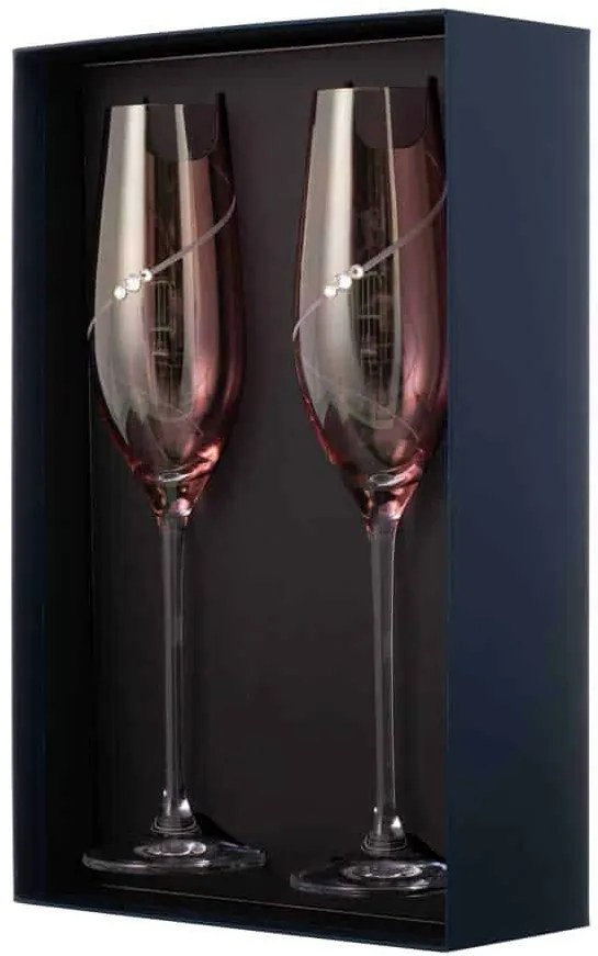 Diamante poháre na šampanské Silhouette City Pink s kamienkami Swarovski 210 ml 2KS