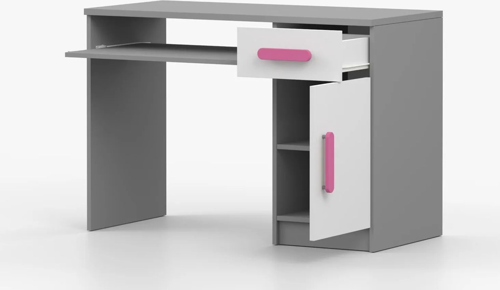 Písací stôl SCOUT - šedý/biely (viac variant)