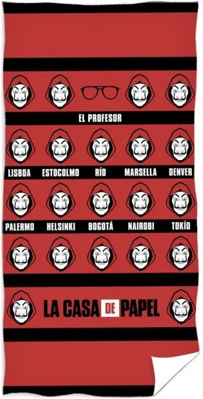 Bavlnená osuška Papierový dom - La casa de papel - motív Zlodějská partia a dom Ciudades - 100% bavlna - 70 x 140 cm