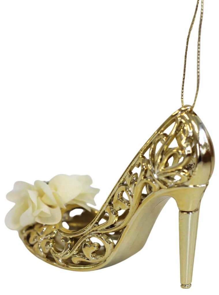 Zlatá vianočná ozdoba lodička 8cm