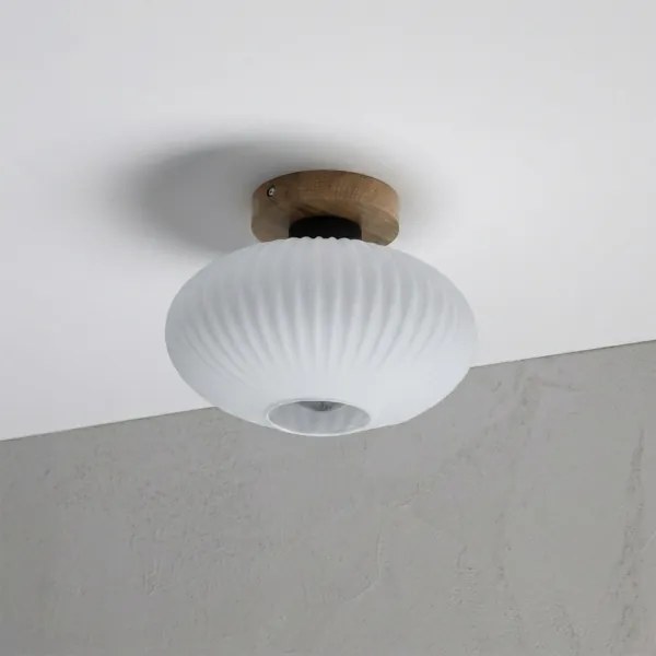 Stropné svietidlo HARMA WOOD, 1xE27/15W/230V, dub/biela, priemer 25 cm