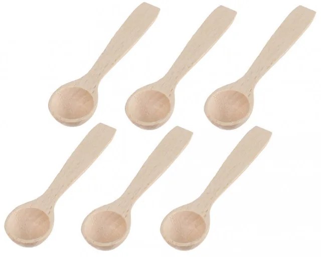 6 x Drevená naberačka na korenie, 6 ks lyžičiek do koreničiek, mini - 8 cm, buková