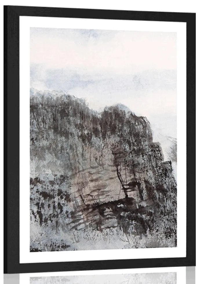 Plagát s paspartou maľba krajiny - 30x45 white