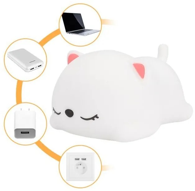 Detská stolná LED lampa Kitty biela