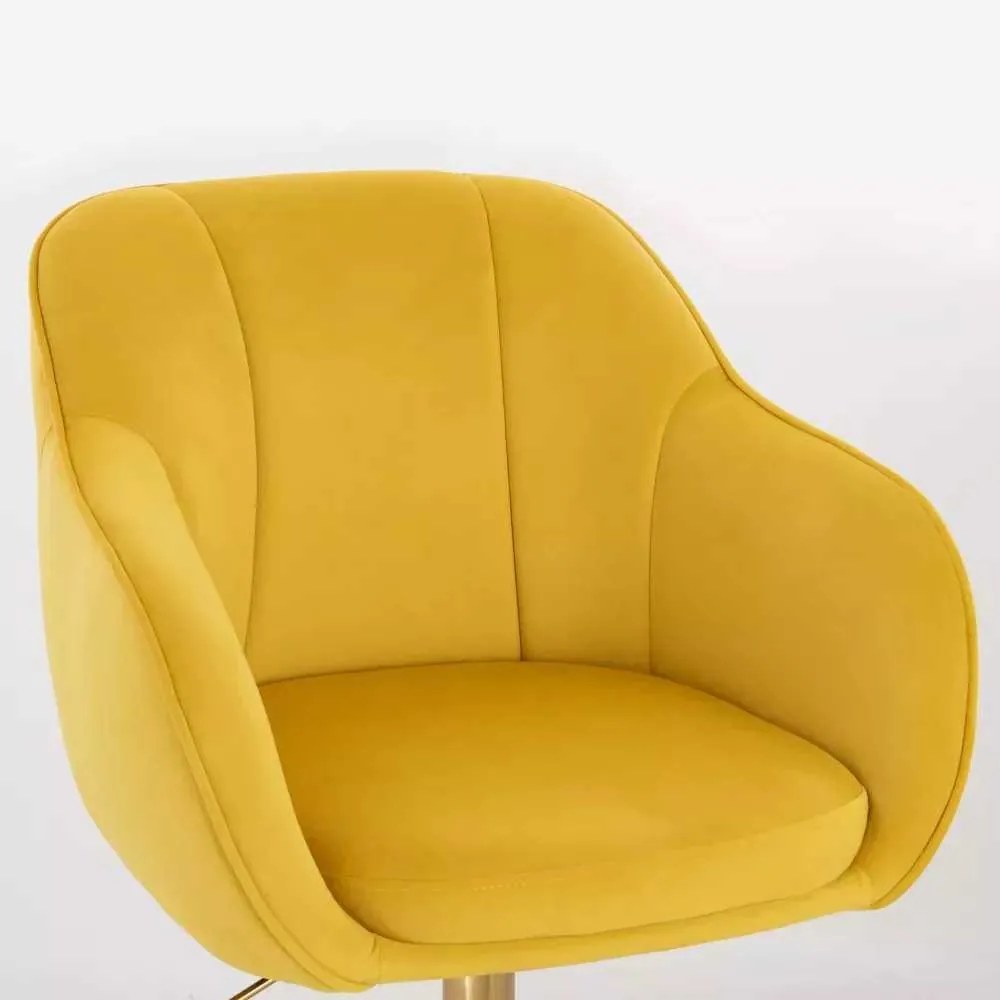 LuxuryForm DESIGN Stolička AVOLA VELUR na zlatom tanieri - žltá