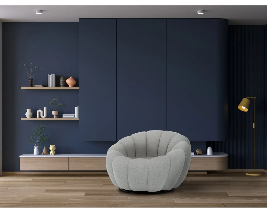 Otočné kreslo Bouclé GREY2, šedá