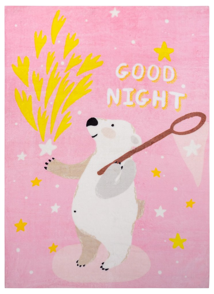 Koberec PLAY  medveď  hviezdy G4016-5, ružový