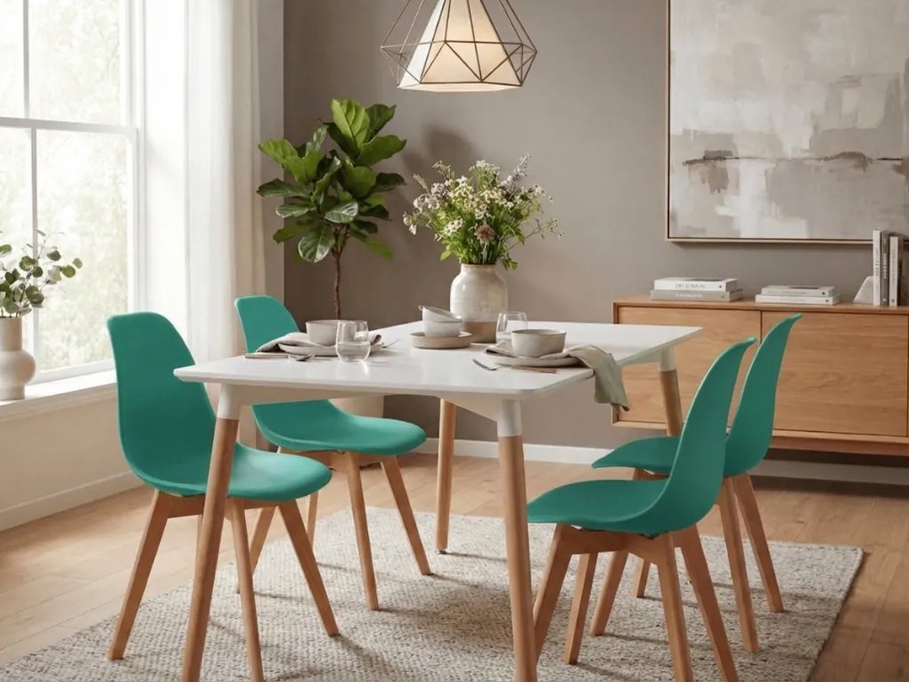 Zelená stolička KITO s bukovými nohami