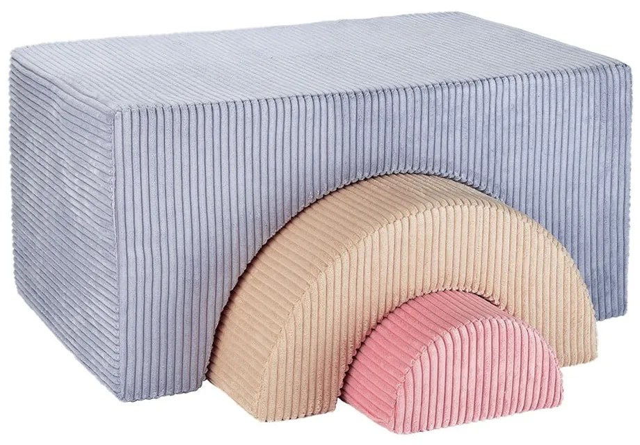 Modrý menčestrový detský puf Rainbow – Wigiwama