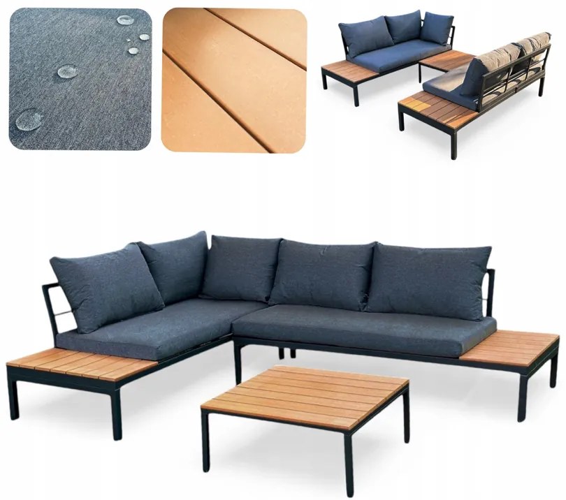 Záhradný rohový set - hnedý