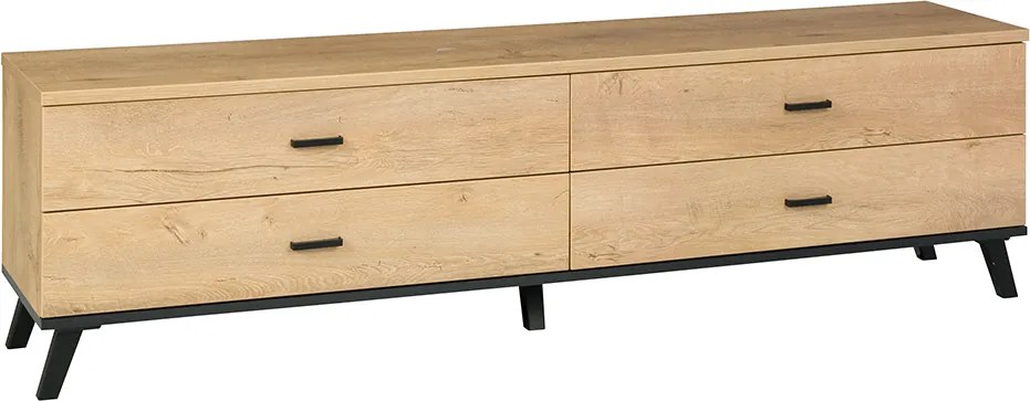 RTV stolík, dub lefkas/čierna, SIRAN TYP 6