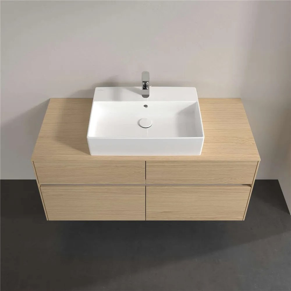 VILLEROY &amp; BOCH Collaro závesná skrinka pod umývadlo na dosku (umývadlo v strede), 4 zásuvky, s LED osvetlením, 1200 x 500 x 548 mm, Nordic Oak, C128B0VJ