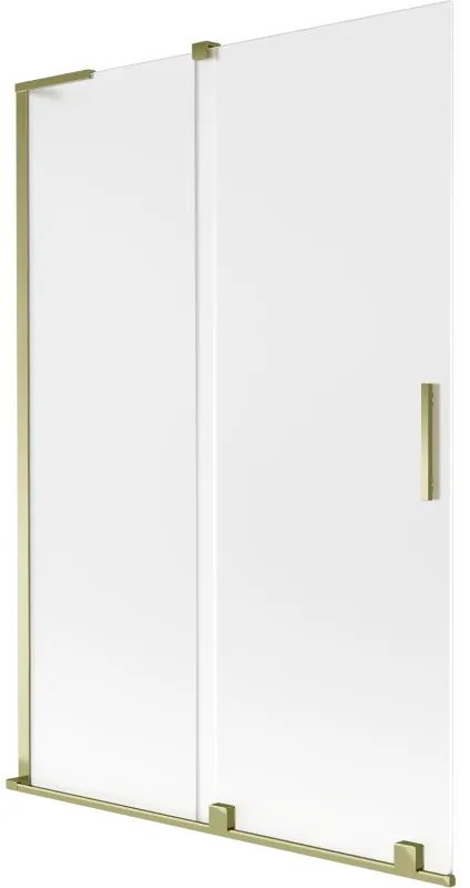 Mexen Velar L, 2-krídlová posuvná vaňová zástena 120 x 150 cm, 8mm sklo námraza, zlatá lesklá, 896-120-003-31-50
