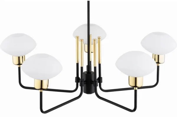 Argon 2128 - Luster na tyči RAVELLO 5xE14/15W/230V čierna/zlatá