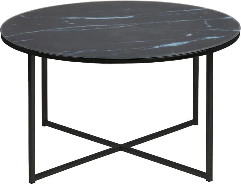 Čierny konferenčný stolík s doskou v mramorovom dekore Actona Alisma, ⌀ 80 cm