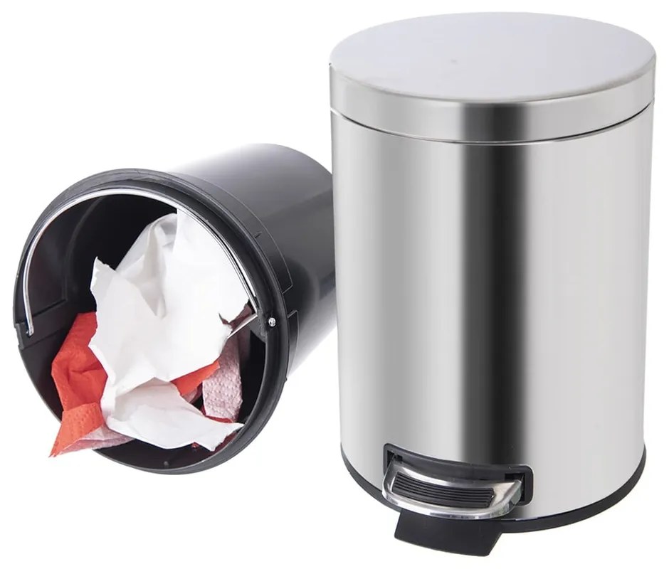 Nášľapný odpadkový kôš z nehrdzavejúcej ocele v lesklo striebornej farbe 3 l – Orion