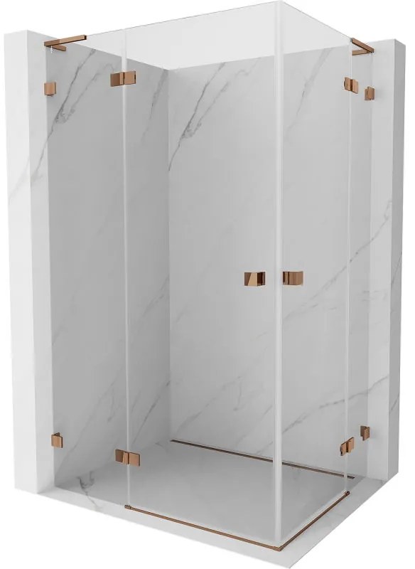 Mexen Lunar, L Duo výklopný sprchový kút 110 x 95 cm, 8mm číre sklo, profil ružové zlato, 834L-110L-095P-60-00