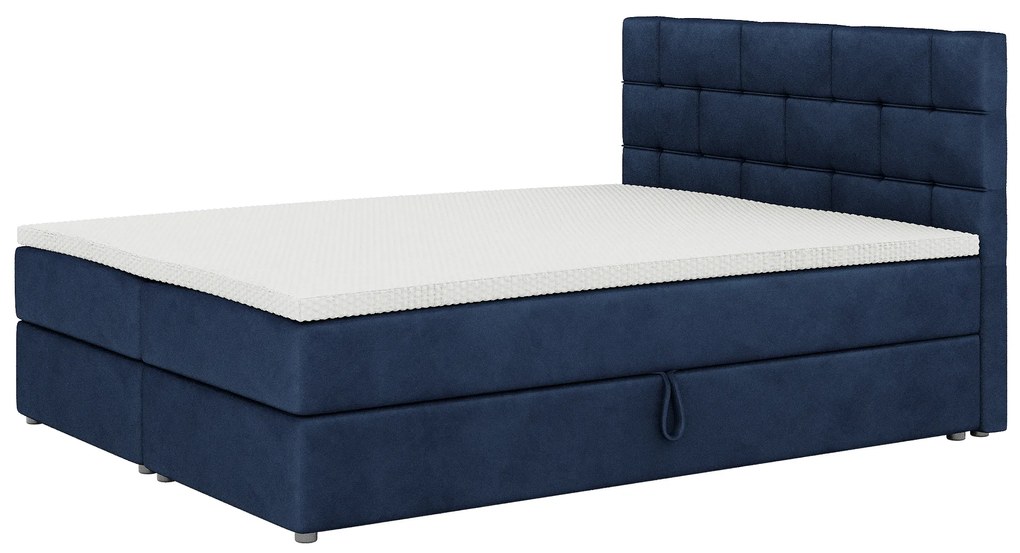 Manželská posteľ Boxspring 160x200 cm Waller Comfort (tmavomodrá) (s roštom a matracom). Vlastná spoľahlivá doprava až k Vám domov. 1056374