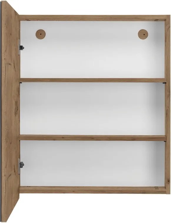 Závesná kúpeľňová skrinka so zrkadlom v dekore duba v prírodnej farbe 60x70 cm Wisla – Støraa