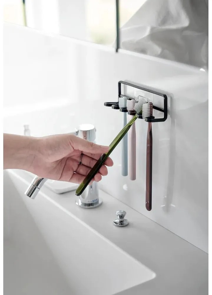 Čierny samodržiaci kovový držiak na zubné kefky Film Hook – YAMAZAKI