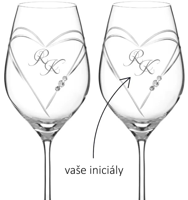 Dekorant Svadobné poháre na biele víno Aphrodite s krystaly Swarovski 360ml 2KS VARIANTA 2
