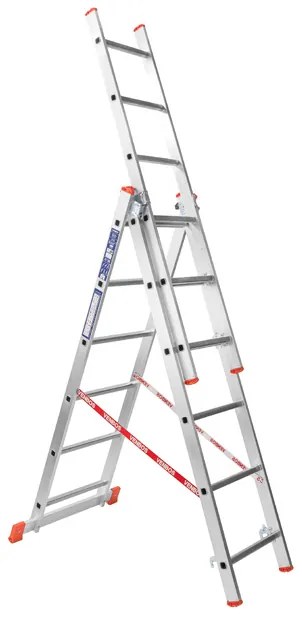 Hliníkový trojdielny výsuvný rebrík VENBOS HOBBY, 3x6 priečok, 3,65 m
