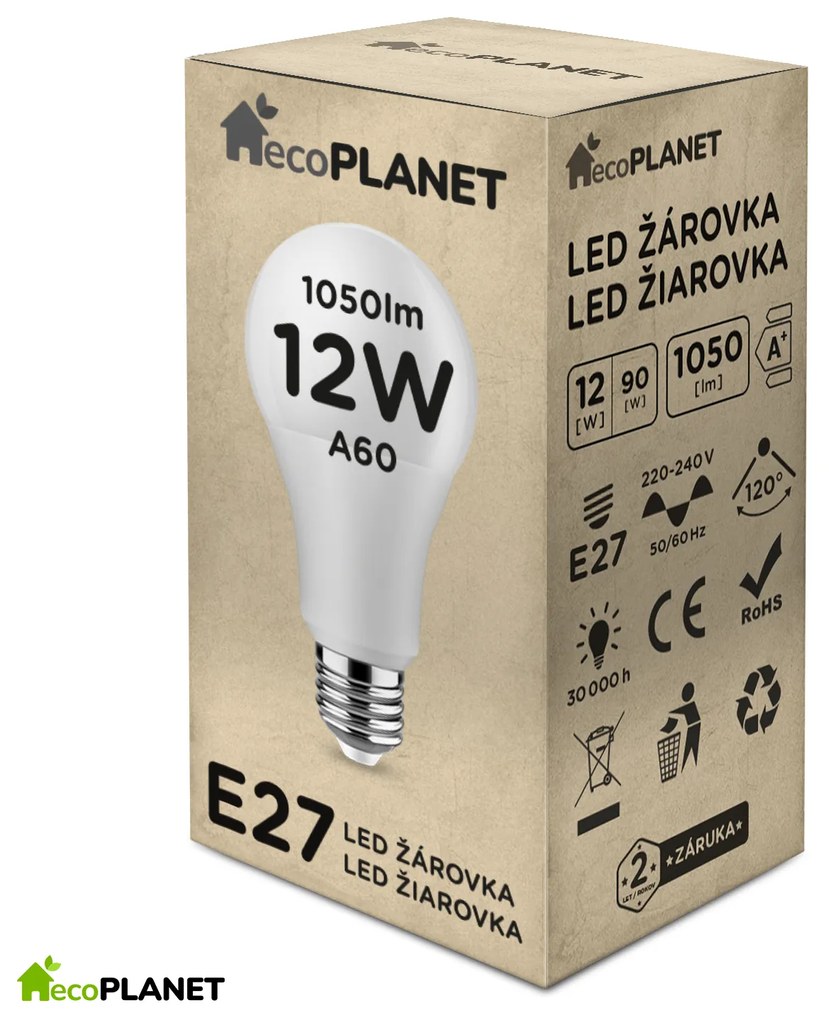 BERGE LED žiarovka - ecoPLANET - E27 - 12W - 1050Lm - neutrálna biela