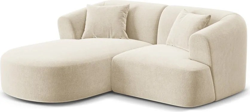 Béžová zamatová rohová pohovka (ľavý roh/s leňoškou) Campi – Cosmopolitan Design