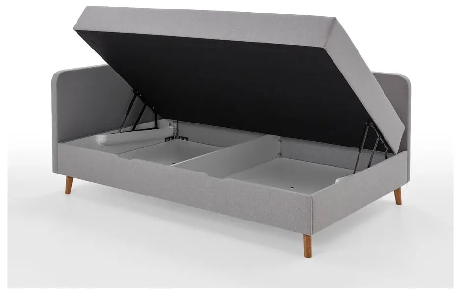 Svetlosivá čalúnená jednolôžková posteľ s úložným priestorom 90x200 cm Cabana – Meise Möbel