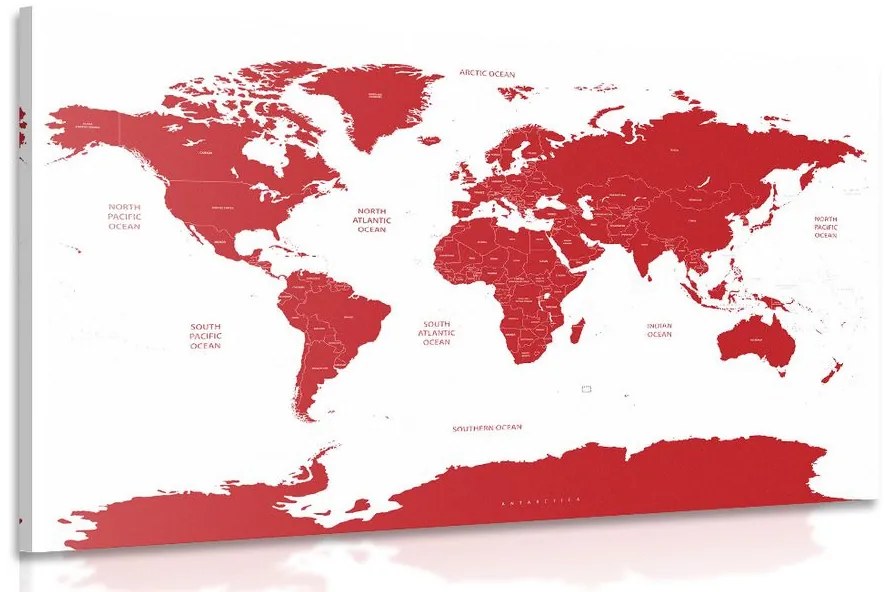 Obraz mapa sveta s jednotlivými štátmi v červenej farbe Varianta: 90x60