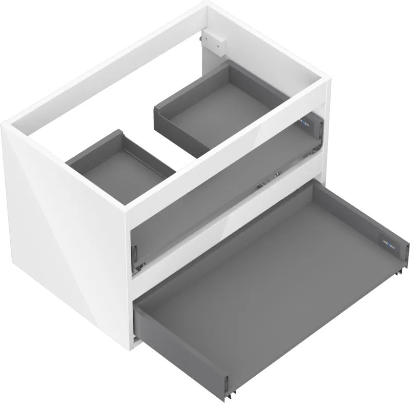 Mexen Box-A, závesná skrinka 70 cm, 2 zásuvky, biela lesklá, 91AX0-0700-470-2-00