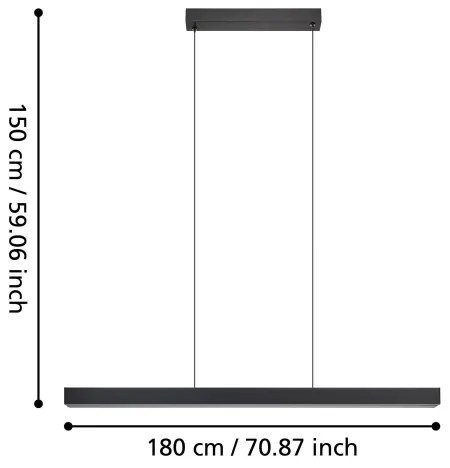 Eglo 390368 - LED Stmievateľný luster na lanku MONTEBUONO LED/20W/230V 3000K čierna