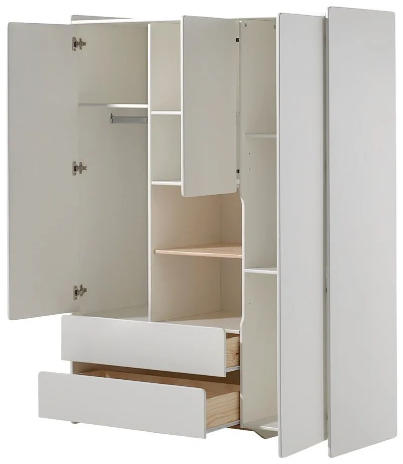 Biela detská šatníková skriňa Vipack Kiddy, 137,8 x 190 cm