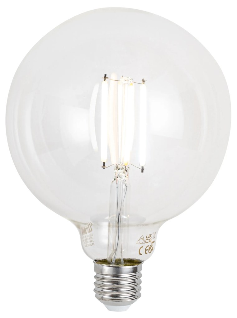 Stmievateľná LED žiarovka E27 G125 číra 7W 806lm 2700-6500K