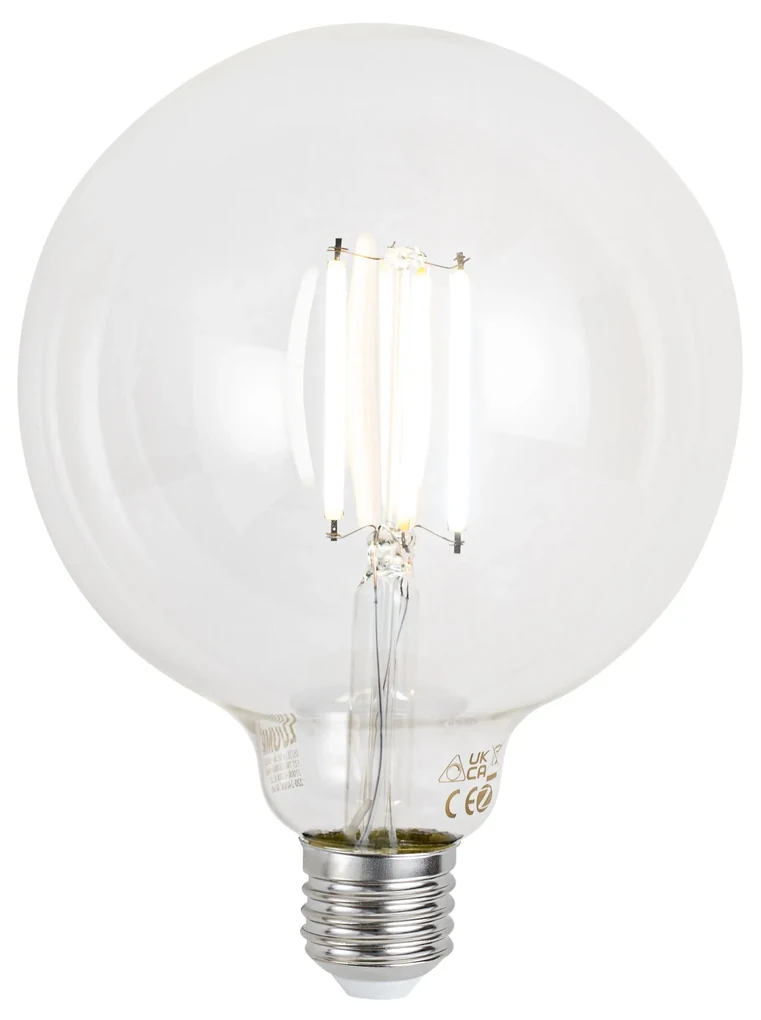 Stmievateľná LED žiarovka E27 G125 číra 7W 806lm 2700-6500K