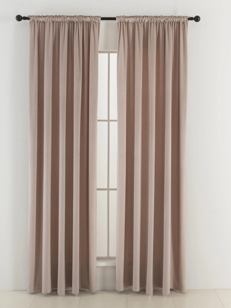 Zamatové zatemňovacie závesy Cesar púdrové - 140 x 180 cm (2ks) - riasiaca stuha