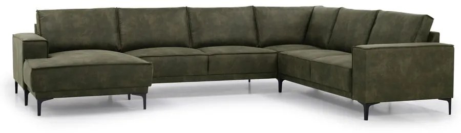 Zelená rohová pohovka z imitácie kože (ľavý roh) Copenhagen – Scandic