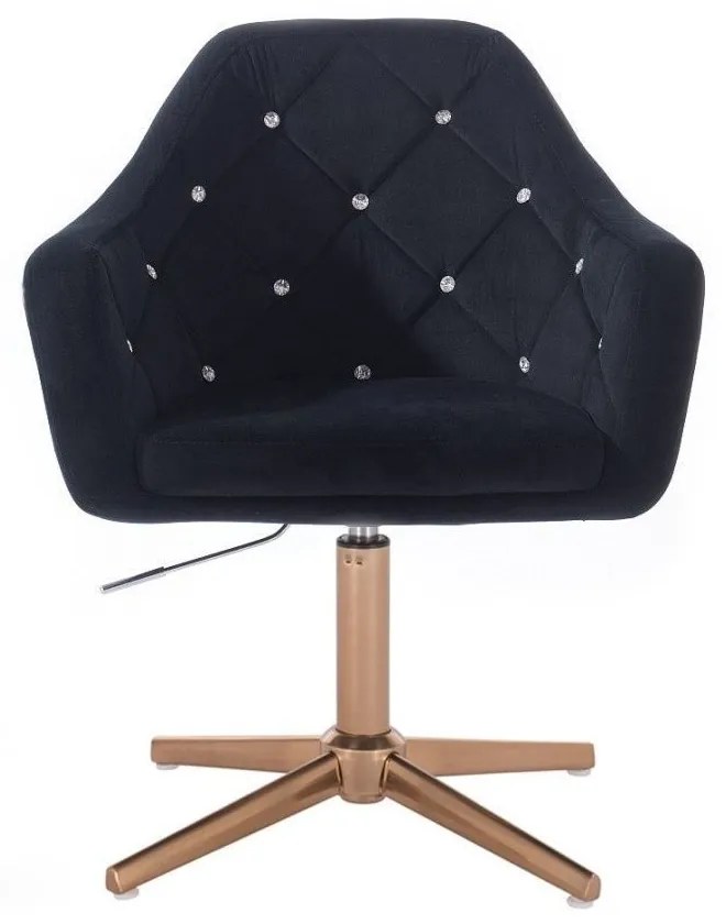LuxuryForm DESIGN Kreslo ROMA VELUR na zlatom kríži - čierne