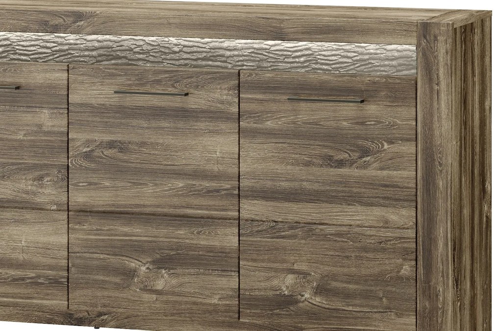 Komoda Belveder 45 158 cm s LED osvetlením dub Stirling