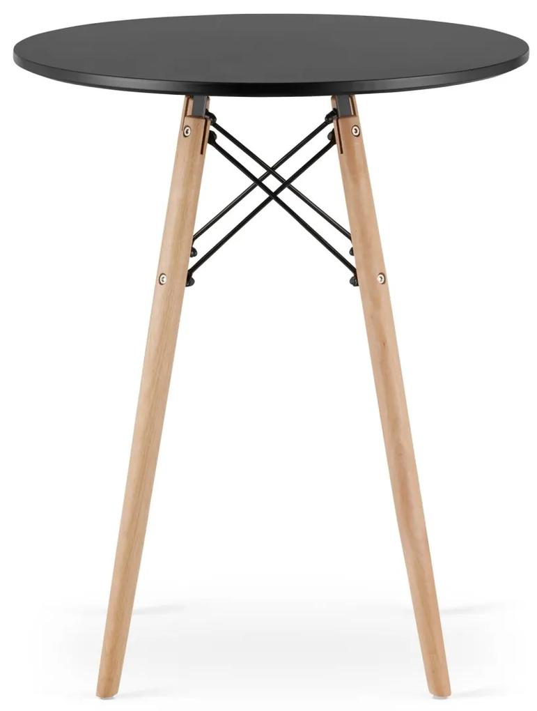Moderný škandinávsky konferenčný stolík, čierna okrúhla doska, 60 cm
